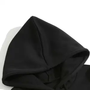 Cartoon And Korean Letter Graphic Drawstring Lined Hoodie Siyah