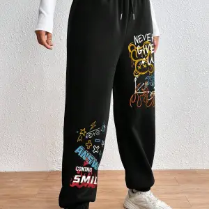 Cartoon & Graphic Drawstring Waist 4 Mevsim Eşofman