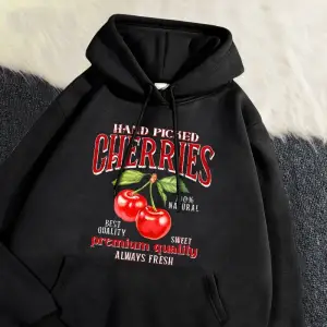 Casual Womans Hoodies el aldı kiraz baskı kazak yumuşak nefes gevşek cep kazak sonbahar kış S