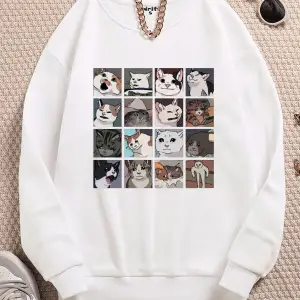 Cat Memes Collage Köstebek Sokak Trend Tasarım Harajuku/Gotik Beyaz