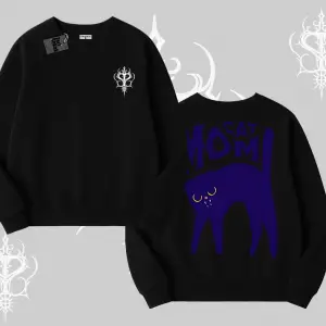 Cat Mom Yazılı Minimal Kedi Arka Baskılı Biskilet Sweatshirt