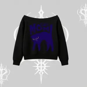 Cat Mom Yazılı Minimal Kedi Arka Baskılı Kayık Yaka Sweatshirt