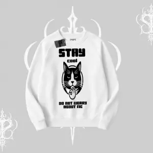 Catronaut Kedi Baskılı Biskilet Sweatshirt