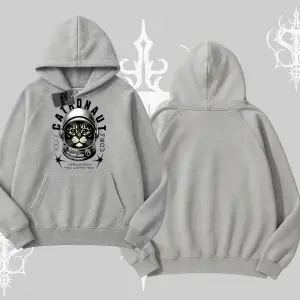 Catronaut Kedi Baskılı Kapşonlu Sweatshirt