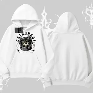 Catronaut Kedi Baskılı Kapşonlu Sweatshirt