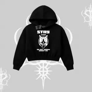 Catronaut Kedi Baskılı Kayık Yaka Sweatshirt