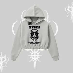 Catronaut Kedi Baskılı Kayık Yaka Sweatshirt