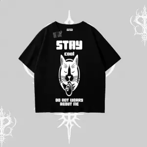 Catronaut Kedi Baskılı Kayık Yaka Tshirt