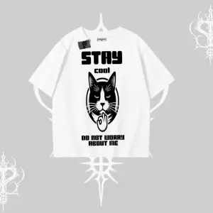 Catronaut Kedi Baskılı Oversize Tshirt