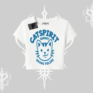 Catspirit Sunday Brave Feline Yazılı Kedi Baskılı Babby Tee Tshirt