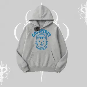 Catspirit Sunday Brave Feline Yazılı Kedi Baskılı Kapşonlu Sweatshirt