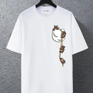 Cep Ayıcık Baskılı Oversize Unisex Pamuk