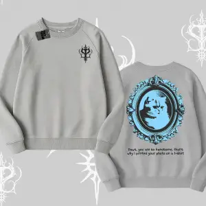 Çerçeveli Kedi Baskılı Biskilet Sweatshirt