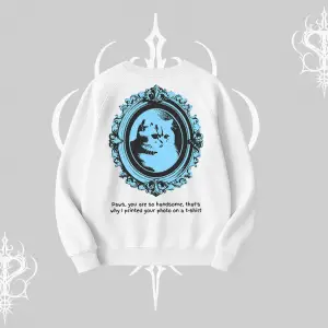 Çerçeveli Kedi Baskılı Biskilet Sweatshirt