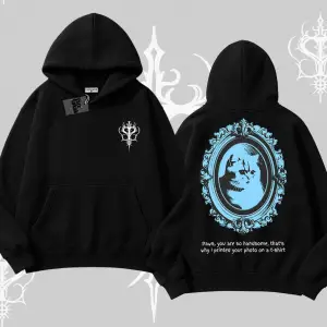 Çerçeveli Kedi Baskılı Kapşonlu Sweatshirt