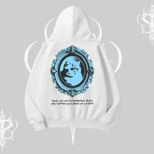 Çerçeveli Kedi Baskılı Kapşonlu Sweatshirt