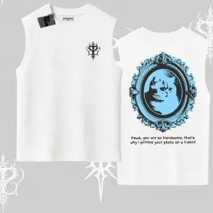 Çerçeveli Kedi Baskılı Kolsuz Tshirt