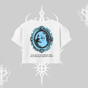 Çerçeveli Kedi Baskılı Oversize Crop Tshirt