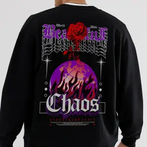Chaotic Oversize Siyah Sweatshirt Tarzsokak140