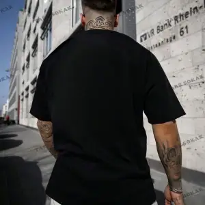 Charlie Luciano T-shirt - Siyah Baskılı Oversize Bisiklet Yaka Kısa Kol