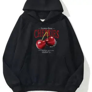 cherries baskılı kadın oversize sweatshirt gri