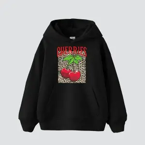 Cherries Leopard Baskılı Oversize Unisex Beyaz