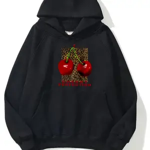 cherry baskılı kadın oversize sweatshirt gri