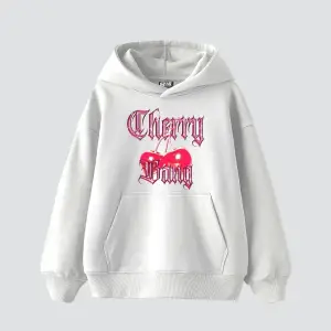 Cherry Gang Baskılı Oversize Unisex Beyaz