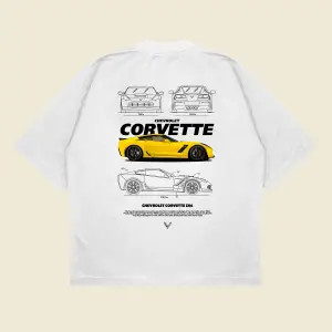 Chevrolet Corvette Baskılı Oversize Unisex Pamuklu Nefes Alan Kalın Kumaşlı