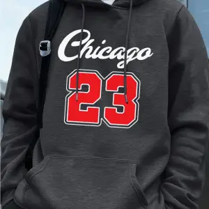 Chicago 23 Mektup Baskı Kapüşonlular Erkek Sportif Gevşek Kazaklar Kış Polar Sıcak Kazak Koşu