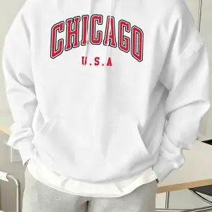 Chicago ABD Mektup Baskılı Erkek Günlük Kapüşonlu Sweatshirtler Her Şeyle Uyumlu Polar Sweats