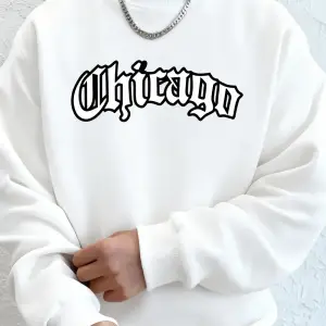 Chicago Letter Baskılı Erkek Sweatshirtleri Kışlık Bisiklet Yaka Kapüşonlu Sokak Stili Polar