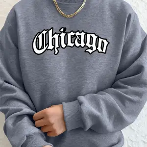 Chicago Letter Baskılı Erkek Sweatshirtleri Kışlık Bisiklet Yaka Kapüşonlu Sokak Stili Polar