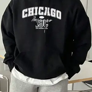 Chicago Letter Yaratıcılık Baskılı Tişörtü Erkek Trendy Gevşek Spor Giyim Sıcak Temel Kapüşon