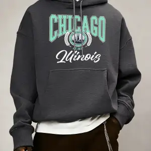 Chicago Luinois At 1837 Desen Erkekler Kapüşonlular Cep Retro Kazaklar Rahat Hip Hop Uzun Kol