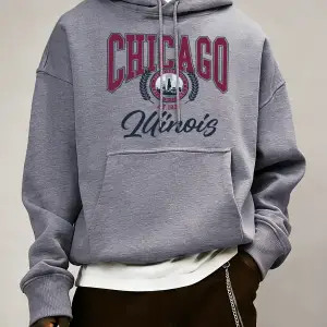 Chicago Luinois At 1837 Desen Erkekler Kapüşonlular Cep Retro Kazaklar Rahat Hip Hop Uzun Kol