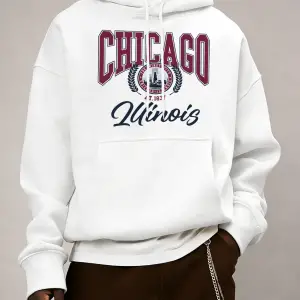 Chicago Luinois At 1837 Desen Erkekler Kapüşonlular Cep Retro Kazaklar Rahat Hip Hop Uzun Kol