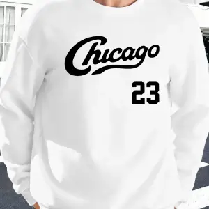 Chicago Number 23 Baskı Spor Temelleri Sokak Giyimi Erkek Günlük Moda Kazak Büyük Beden Bol K
