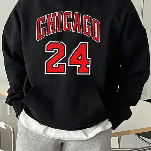 Chicago Number 24 Letter Print Erkekler Rahat Moda Kapüşonlular Tüm Maç Sonbahar Tişörtü Pola