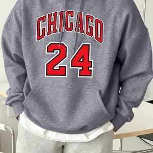 Chicago Number 24 Letter Print Erkekler Rahat Moda Kapüşonlular Tüm Maç Sonbahar Tişörtü Pola