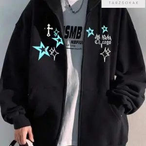 Chicago Star Sembol Sweatshirt Fermuarlı Hırka Siyah