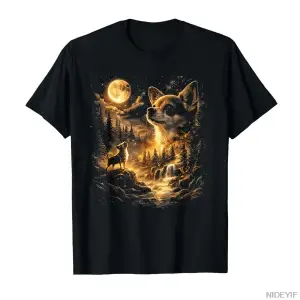 Chihuahua Howling to The Moon Meme Vintage 90lar Retro T-shirt Erkekler Kadınlar Için % 100%