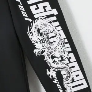 Chinese Dragon & Letter Graphic Eşofman Altı