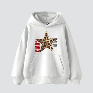 Ciao Yıldız Baskılı Oversize Unisex Beyaz