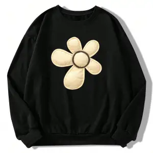 Çiçek Desenli Düşük Omuz Büyük Beden Sweat Gri