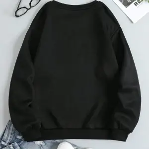 Çiçek Desenli Termal Astarlı Sweat Siyah