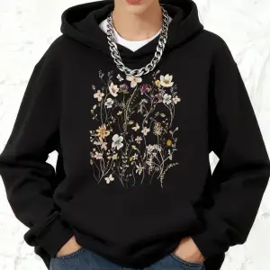 Çiçek Kümeleri Baskılar Pamuk Kapüşonlular Kadın Kış Gevşek Tişörtü Polar Sıcak Koşu Kazak Ra
