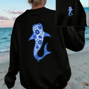 Çiçek Sperm Balinası Baskılı Sweatshirtler Kadınlar Kışlık Polar Sıcak Kapüşonlu Üstler Yuvar