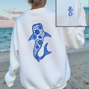 Çiçek Sperm Balinası Baskılı Sweatshirtler Kadınlar Kışlık Polar Sıcak Kapüşonlu Üstler Yuvar