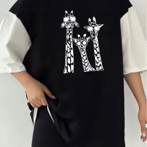 Çift Renk COOL ZURAFA  Baskılı Unisex Tshirt